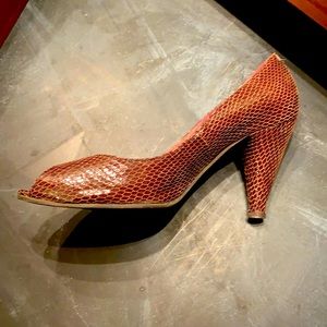 Brown snakeskin heels